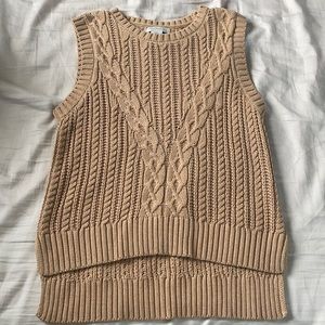 Rachel Zoe Cable Knit Sleeveless Sweater Vest in Beige